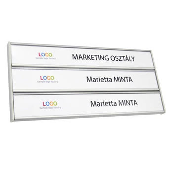 Alu profilos fali névtábla - 5 soros fejléccel