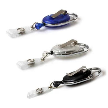 Kihúzható műanyag passz- és kulcstartó jojó fém övcsattal