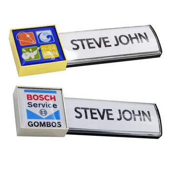 ID6018 Elegáns névkitűző négyzet alakú logofejjel