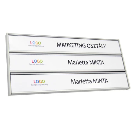 Alu profilos fali névtábla - 5 soros fejléccel
