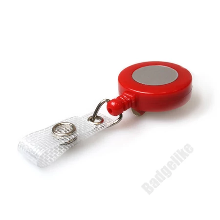 Gazdaságos kihúzható műanyag passz- és kulcstartó jojó - PIROS