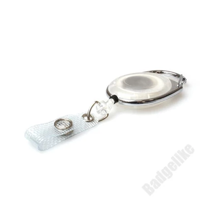 Kihúzható műanyag passz- és kulcstartó jojó - FEHÉR