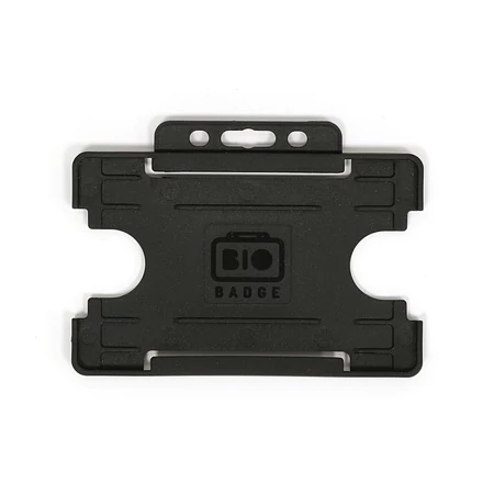 ID2001_fekete - Nyitott passztartó kemény műanyagból, fekvő formátumban