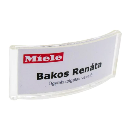 ID6002 Ívelt plexi névkitűző tű és csipesz rögzítéssel, 65x28mm