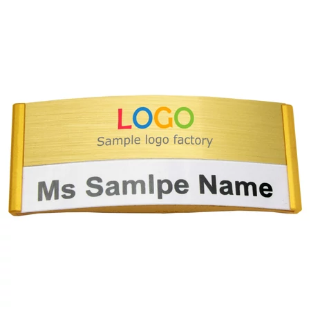 ID6009_A_M_80x32 Elegáns névkitűző fix logoval mágnessel ARANY