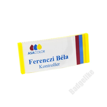 ID6011 Praktikus névkitűző, CITROMSÁRGA, mágneses rögzítéssel, 30x70mm