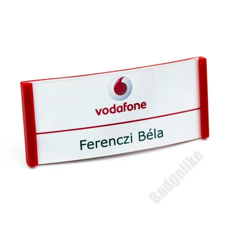ID6011 Praktikus névkitűző, PIROS, mágneses rögzítéssel, 30x70mm
