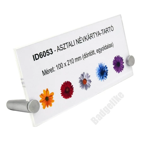 ID6053 Elegáns döntött egyoldalas asztali névtábla
